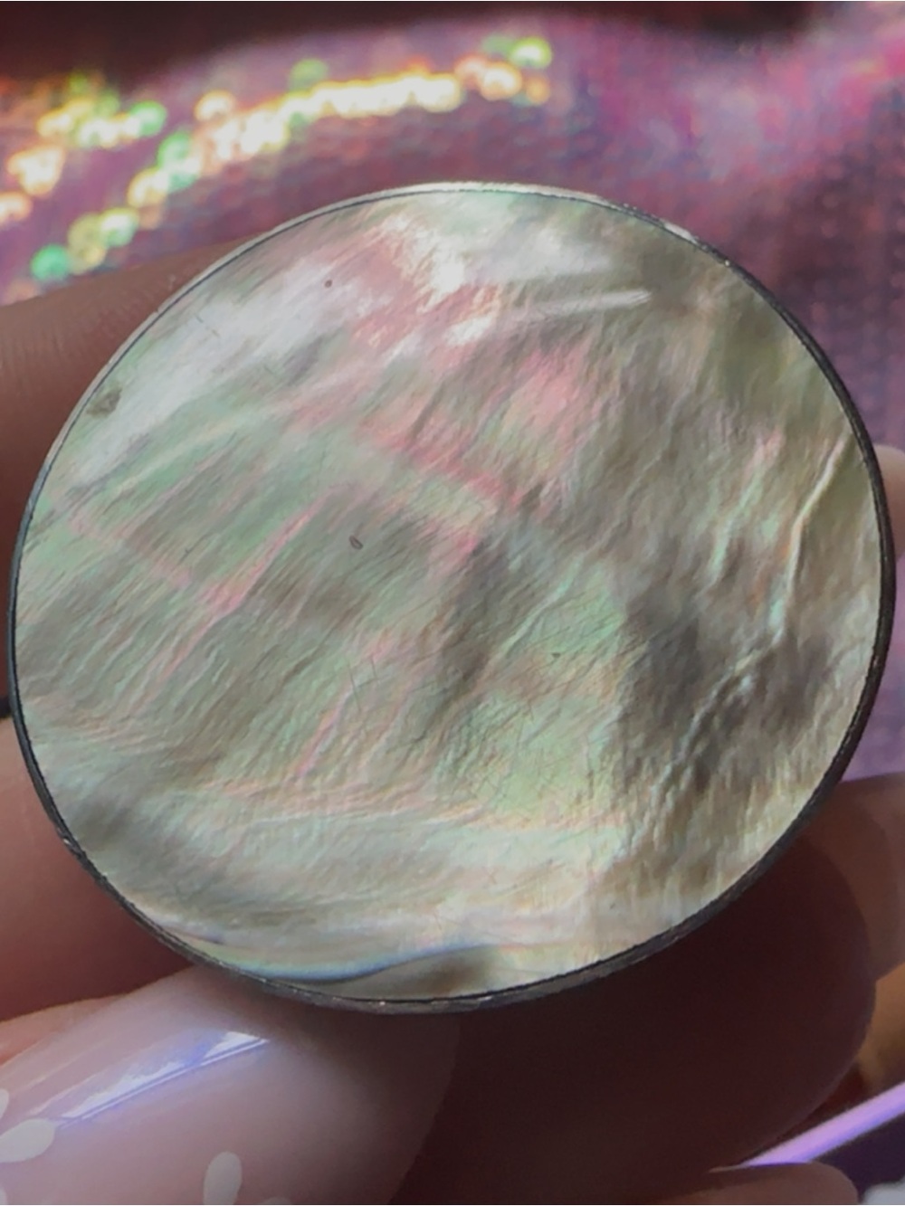 Iridescent Mother of Pearl Circle Disk Ring